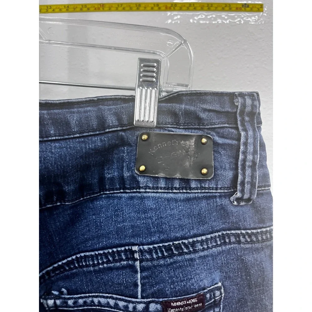 Kenneth‎ Lopez Womens High Rise Distressed Denim Shorts Dark Wash Size 16